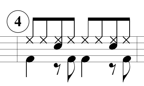 ベースドラムのパターン4